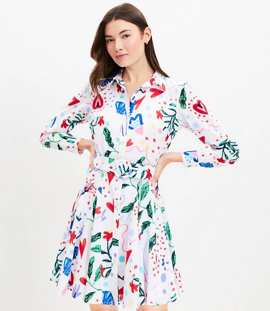 Petite Tropical Rhythm Godet Shirtdress