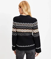 Fair Isle Waisted Patch Pocket Cardigan