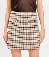 Petite Horsebit Plaid Mini Skirt