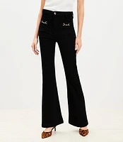 Horsebit High Rise Slim Flare Jeans Classic Black Wash