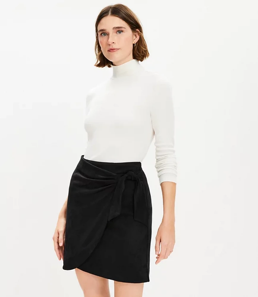 Petite Faux Suede Mini Wrap Skirt