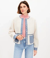 Denim Trim Sherpa Jacket