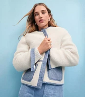 Denim Trim Sherpa Jacket