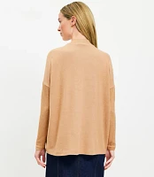 Petite Heathered Ribtrim Jersey Mock Neck Top