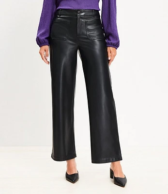 Curvy Palmer Wide Leg Crop Pants in Faux Leather