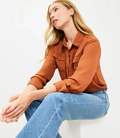 Petite Wide Cuffed Utility Shirt