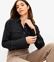 Petite Wide Cuffed Utility Shirt