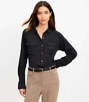 Petite Wide Cuffed Utility Shirt