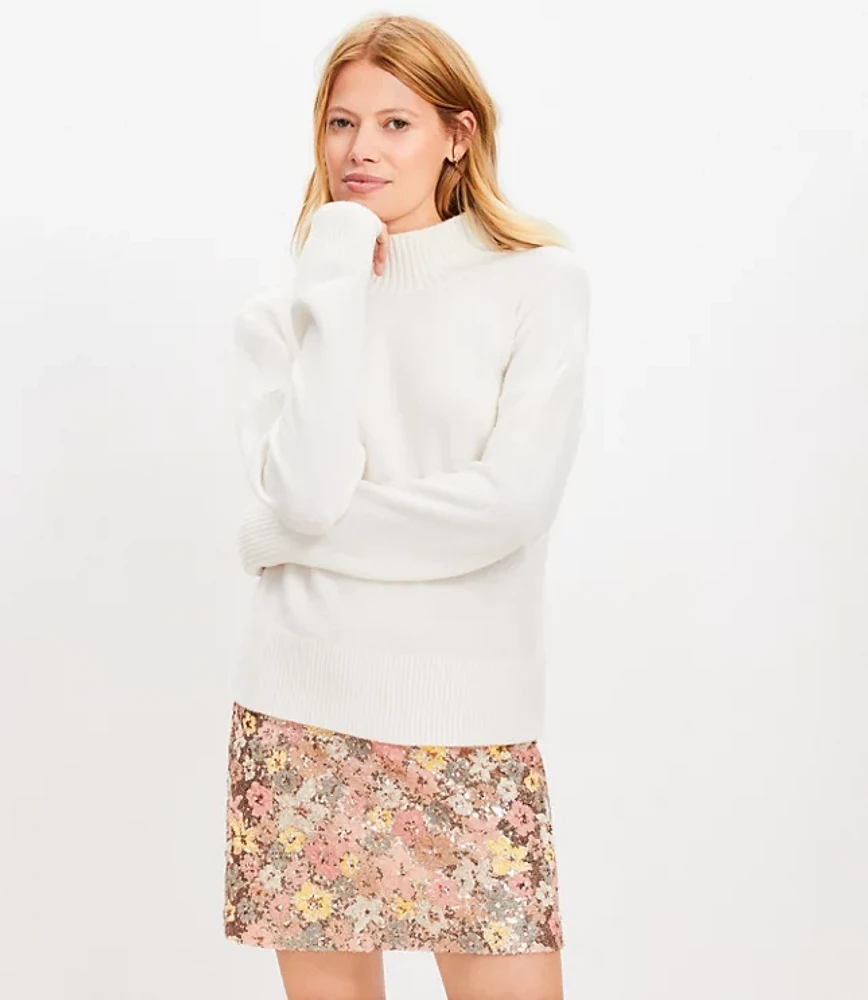 Floral Sequin Mini Skirt