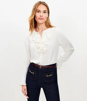 Petite Cascading Ruffle Blouse