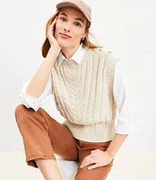 Petite Shoulder Button Cable Sweater Vest