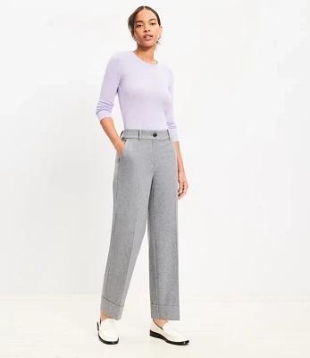 Petite Straight Cropped Cuff Pant Wool Blend