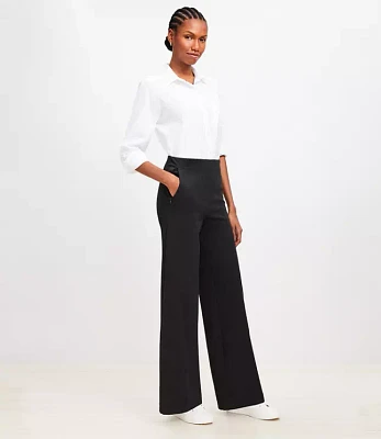 Petite Heathered Ponte Wide Leg Pants