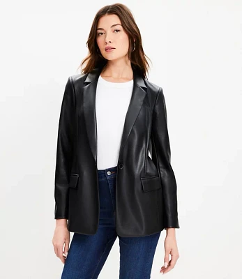 Tall Faux Leather Relaxed Blazer