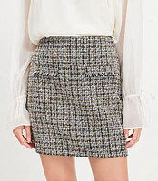 Metallic Tweed Fringe Pocket Mini Skirt