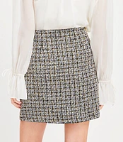 Metallic Tweed Fringe Pocket Mini Skirt