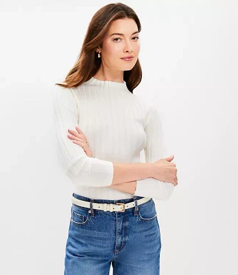 Petite Ribbed Mock Neck Sweater