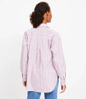 Petite Striped Cotton Poplin Everyday Oversized Pocket Shirt