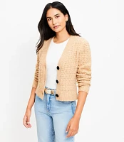 Velvet Button Textured V-Neck Cardigan