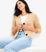 Velvet Button Textured V-Neck Cardigan