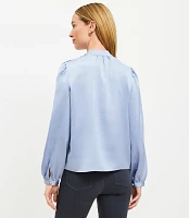 Petite Satin Mock Neck Blouse