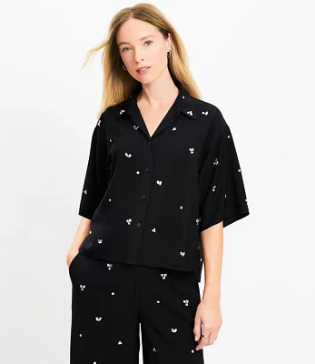 Petite Jeweled Cluster Short Sleeve Shirt