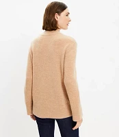 Slit Cuff Mock Neck Cashmere Tunic Sweater