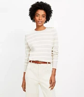 Striped Shoulder Button Wedge Sweater