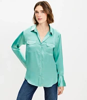 Satin Wide Cuffed Utility Shirt