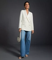 Satin Trim Relaxed Tuxedo Blazer