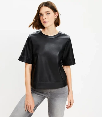 Petite Faux Leather Top