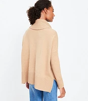 Heathered Turtleneck Poncho Sweater