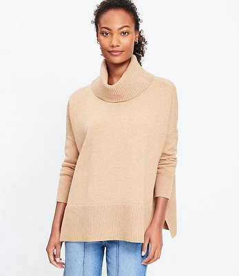 Heathered Turtleneck Poncho Sweater