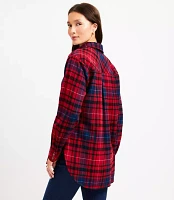 Petite Plaid Angled Cuff Tunic Shirt