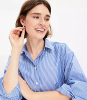 Petite Sparkle Striped Poplin Modern Shirt