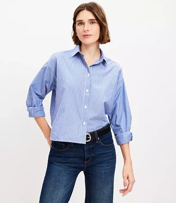 Petite Sparkle Striped Poplin Modern Shirt