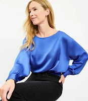 Petite Satin Bubble Hem Blouse