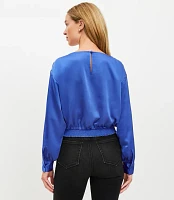 Petite Satin Bubble Hem Blouse