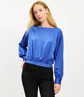 Petite Satin Bubble Hem Blouse