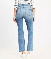 Petite Curvy Step Hem High Rise Kick Crop Jeans Classic Mid Wash