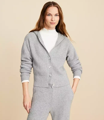 Petite Lou & Grey Ribbed V-Neck Hooded Cardigan