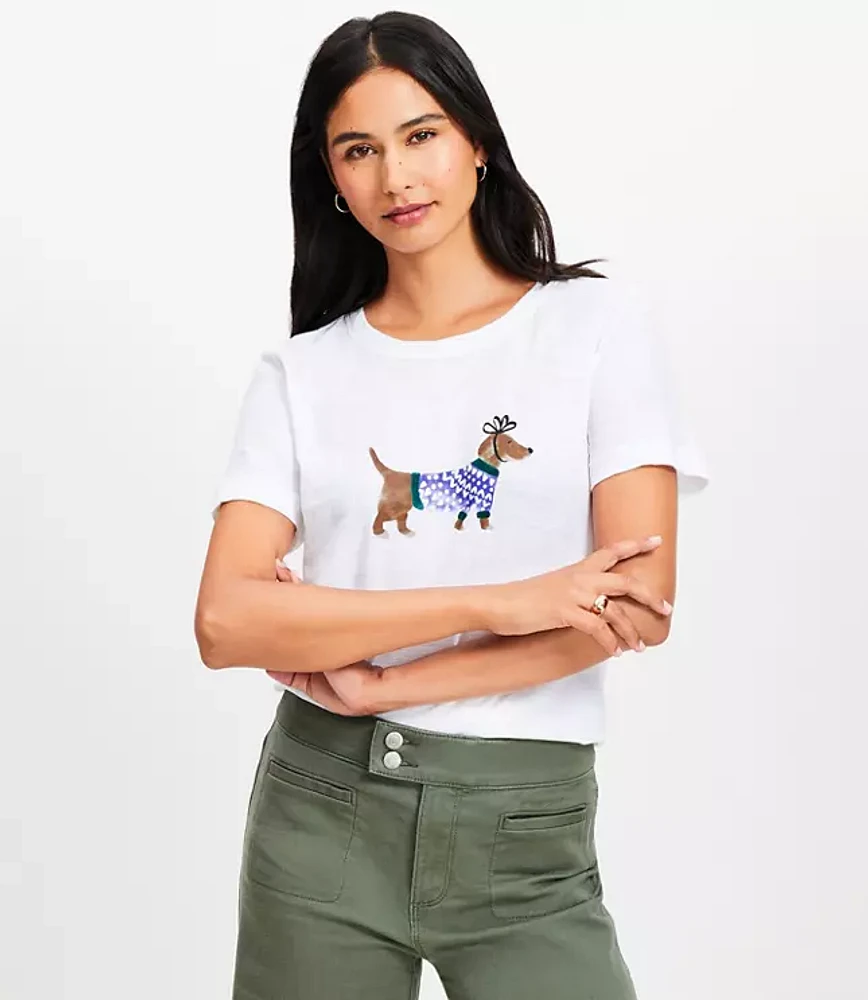 Petite Festive Dog Everyday Crew Tee