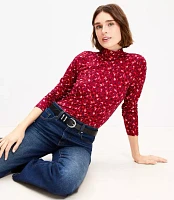 Petite Floral Long Sleeve Turtleneck Top