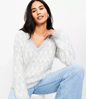 Petite Geo Sparkle V-Neck Sweater