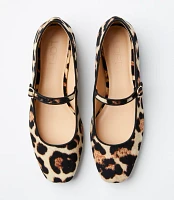 Leopard Print Velvet Buckle Strap Ballet Flats