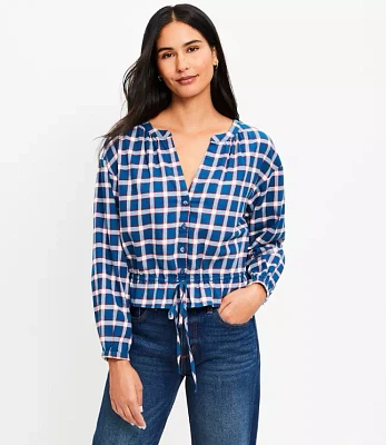 Petite Plaid Flannel Modern Drawstring Shirt