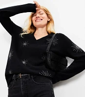 Sparkle Relaxed V-Neck Sweater