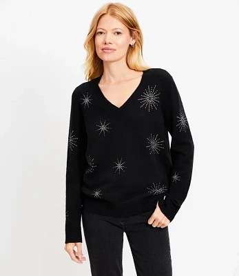 Sparkle Relaxed V-Neck Sweater