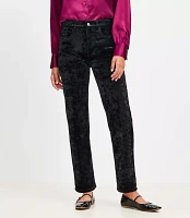 Petite Five Pocket Straight Pants Crushed Velvet