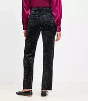 Petite Five Pocket Straight Pants Crushed Velvet